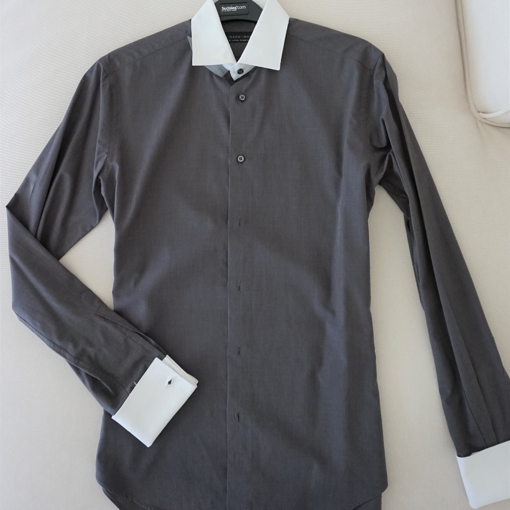 Zara button down shirt with French cuff, size: S